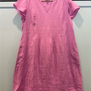 J. Jill Pink Linen V‑Neck Shift Dress